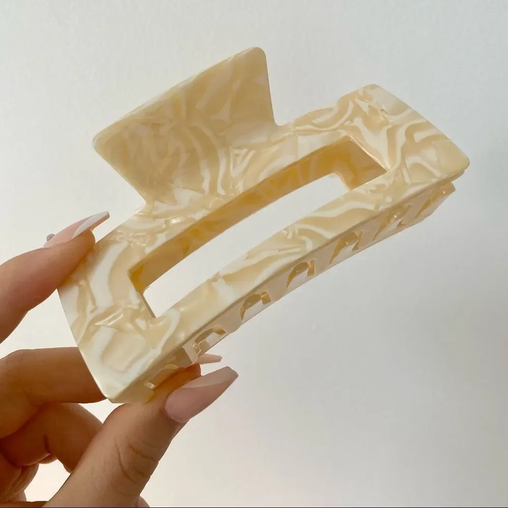 3/$20 Cream Acetate Large Hair Claw